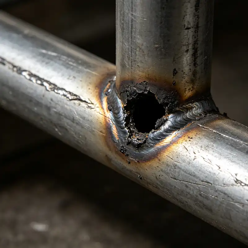 retail fixture mig welding burn through